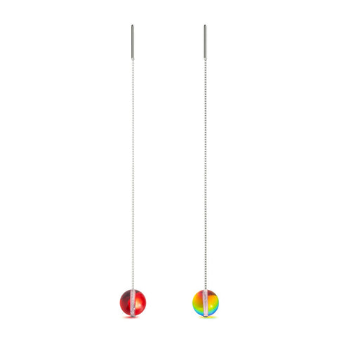 Marsrot | 925er Sterlingsilber | Galaxie-Glasketten-Tropfenfädler-Ohrringe